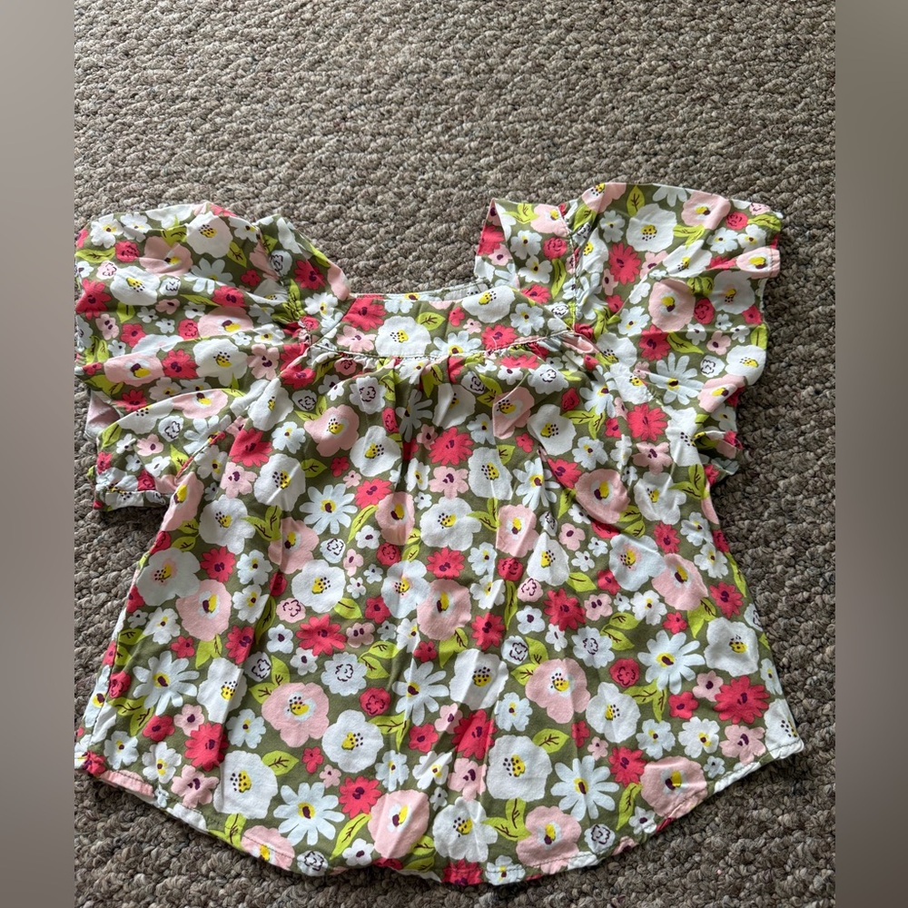 Cat & Jack Floral Blouse - Pink, Green, and White